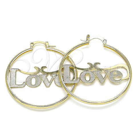 Argolla Mediana 02.213.0221.40 Oro Laminado, Diseño de Con Nombre y Amor, Pulido, Tono Dorado