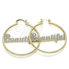 Argolla Mediana 02.213.0222.40 Oro Laminado, Diseño de Con Nombre, Pulido, Tono Dorado