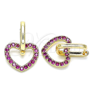 Argolla Huggie 02.210.0485.1.12 Oro Laminado, Diseño de Corazón, con Rubi Zirconia Cubica, Pulido, Tono Dorado