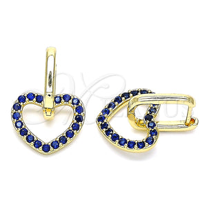 Argolla Huggie 02.210.0485.2.12 Oro Laminado, Diseño de Corazón, con Zafiro Azul Zirconia Cubica, Pulido, Tono Dorado