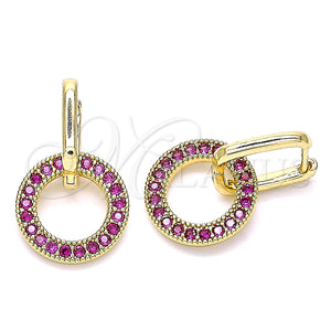 Argolla Huggie 02.210.0486.1.12 Oro Laminado, con Rubi Zirconia Cubica, Pulido, Tono Dorado