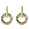 Argolla Huggie 02.210.0486.4.12 Oro Laminado, con Multicolor Zirconia Cubica, Pulido, Tono Dorado