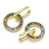 Argolla Huggie 02.210.0486.4.12 Oro Laminado, con Multicolor Zirconia Cubica, Pulido, Tono Dorado