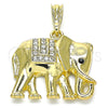 Dije Elegante 05.380.0114 Oro Laminado, Diseño de Elefante, con Blanca and Negro Cristal, Pulido, Tono Dorado