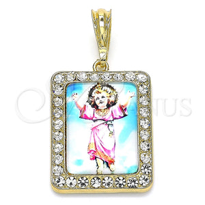 Dije Religioso 05.380.0116 Oro Laminado, Diseño de Divino Niño , con Blanca Cristal, Pulido, Tono Dorado
