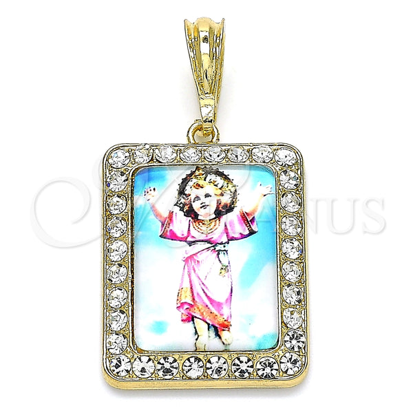 Dije Religioso 05.380.0116 Oro Laminado, Diseño de Divino Niño , con Blanca Cristal, Pulido, Tono Dorado