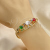 Pulsera Elegante 03.380.0096.2.07 Oro Laminado, Diseño de Elefante y Flor, con Multicolor Zirconia Cubica, Pulido, Tres Tonos (06 MM Thickness, 7 Inches Length)