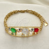 Pulsera Elegante 03.380.0096.2.07 Oro Laminado, Diseño de Elefante y Flor, con Multicolor Zirconia Cubica, Pulido, Tres Tonos (06 MM Thickness, 7 Inches Length)