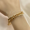 Pulsera Básica 03.331.0140.09 Oro Laminado, Pulido, Tono Dorado (10 MM Thickness, 9 Inches Length)