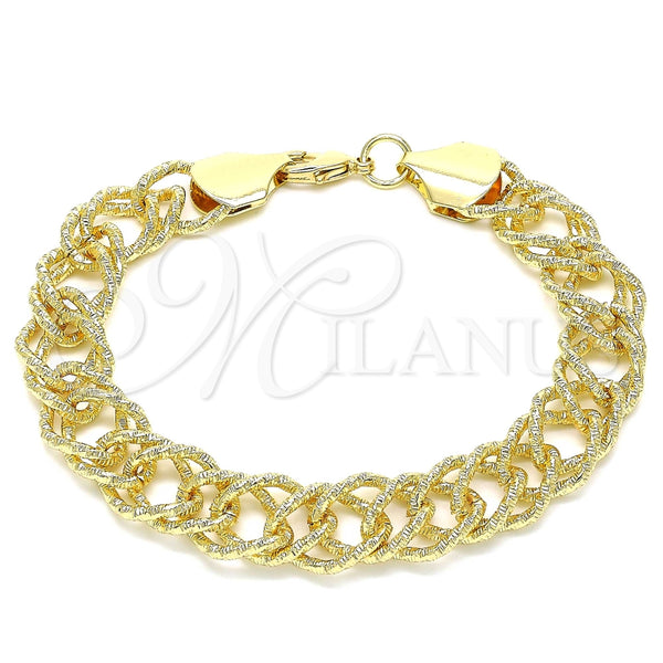 Pulsera Básica 03.331.0141.09 Oro Laminado, Diamantado, Tono Dorado (13 MM Thickness, 9 Inches Length)