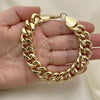 Pulsera Básica 03.331.0142.09 Oro Laminado, Diseño de Miami Cubana, Pulido, Tono Dorado (15 MM Thickness, 9 Inches Length)