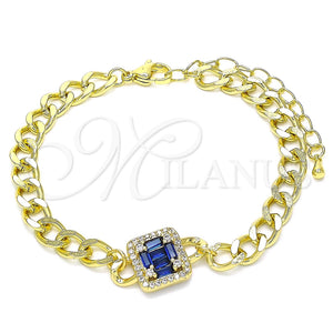Pulsera Elegante 03.341.0134.07 Oro Laminado, con Zafiro Azul Zirconia Cubica and Blanca Micro Pave, Pulido, Tono Dorado (06 MM Thickness, 7 Inches Length)