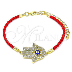 Pulsera Elegante 03.341.0062.1.07 Oro Laminado, Diseño de Mano de Dios, con Blanca Micro Pave, Esmaltado Azul, Tono Dorado (02 MM Thickness, 7 Inches Length)