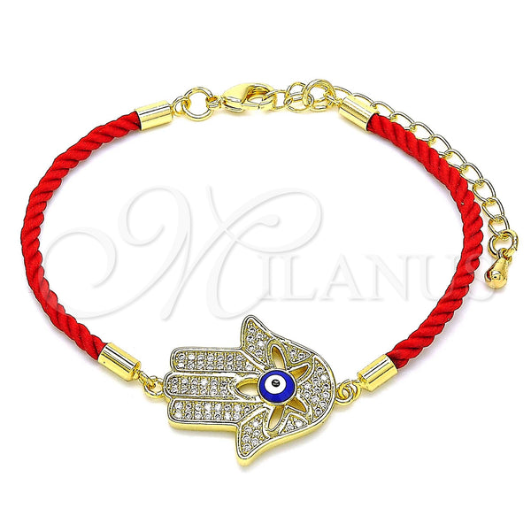 Pulsera Elegante 03.341.0062.1.07 Oro Laminado, Diseño de Mano de Dios, con Blanca Micro Pave, Esmaltado Azul, Tono Dorado (02 MM Thickness, 7 Inches Length)