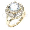 Anillo Multi Piedra 01.210.0103.09 Oro Laminado, Diseño de Baguette, con Blanca Zirconia Cubica, Pulido, Tono Dorado (Size 9)