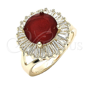 Anillo Multi Piedra 01.210.0103.1.09 Oro Laminado, Diseño de Baguette, con Rubi and Blanca Zirconia Cubica, Pulido, Tono Dorado (Size 9)
