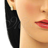 Arete Dormilona 02.156.0543 Oro Laminado, Diseño de Pina, con Blanca Micro Pave, Pulido, Tono Dorado