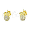 Arete Dormilona 02.156.0543 Oro Laminado, Diseño de Pina, con Blanca Micro Pave, Pulido, Tono Dorado