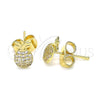 Arete Dormilona 02.156.0543 Oro Laminado, Diseño de Pina, con Blanca Micro Pave, Pulido, Tono Dorado