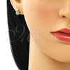 Arete Dormilona 02.156.0543.1 Oro Laminado, Diseño de Pina, con Multicolor Micro Pave, Pulido, Tono Dorado