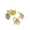 Arete Dormilona 02.156.0543.1 Oro Laminado, Diseño de Pina, con Multicolor Micro Pave, Pulido, Tono Dorado