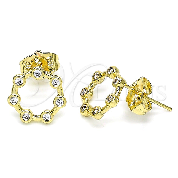 Arete Dormilona 02.156.0544 Oro Laminado, con Blanca Micro Pave, Pulido, Tono Dorado