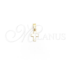 Dije Religioso 05.02.0061 Oro Laminado, Diseño de Cruz, Pulido, Tono Dorado