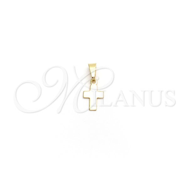 Dije Religioso 05.02.0061 Oro Laminado, Diseño de Cruz, Pulido, Tono Dorado