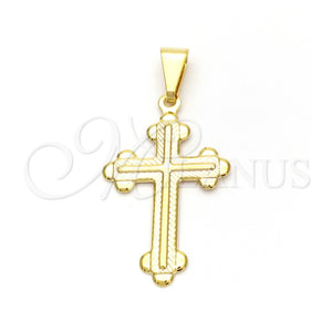 Dije Religioso 05.02.0064 Oro Laminado, Diseño de Cruz, Pulido, Tono Dorado