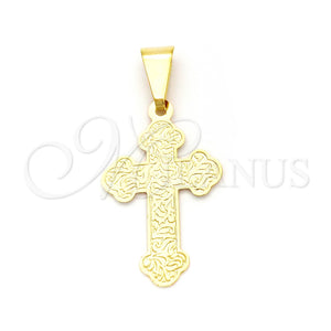 Dije Religioso 05.02.0065 Oro Laminado, Diseño de Cruz, Pulido, Tono Dorado