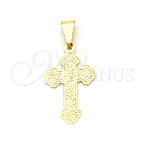 Dije Religioso 05.02.0065 Oro Laminado, Diseño de Cruz, Pulido, Tono Dorado
