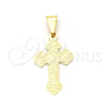 Dije Religioso 05.02.0065 Oro Laminado, Diseño de Cruz, Pulido, Tono Dorado