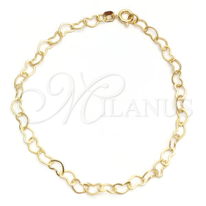 Pulsera Básica 03.02.0075.07 Oro Laminado, Diseño de Corazón, Pulido, Tono Dorado (04 MM Thickness, 7 Inches Length)