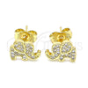 Arete Dormilona 02.156.0545 Oro Laminado, Diseño de Elefante, con Blanca Micro Pave, Pulido, Tono Dorado