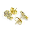 Arete Dormilona 02.156.0545 Oro Laminado, Diseño de Elefante, con Blanca Micro Pave, Pulido, Tono Dorado