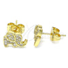 Arete Dormilona 02.156.0545 Oro Laminado, Diseño de Elefante, con Blanca Micro Pave, Pulido, Tono Dorado