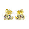 Arete Dormilona 02.156.0545.1 Oro Laminado, Diseño de Elefante, con Multicolor Micro Pave, Pulido, Tono Dorado