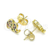 Arete Dormilona 02.156.0545.1 Oro Laminado, Diseño de Elefante, con Multicolor Micro Pave, Pulido, Tono Dorado