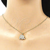 Juego de Arete y Dije de Adulto 10.156.0339 Oro Laminado, Diseño de Elefante, con Blanca Micro Pave, Pulido, Tono Dorado