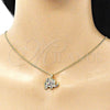 Juego de Arete y Dije de Adulto 10.156.0339.1 Oro Laminado, Diseño de Elefante, con Multicolor Micro Pave, Pulido, Tono Dorado