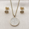 Juego de Arete y Dije de Adulto 10.156.0341 Oro Laminado, con Blanca Micro Pave, Pulido, Tono Dorado