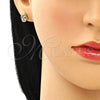 Juego de Arete y Dije de Adulto 10.156.0345.1 Oro Laminado, Diseño de Mano de Dios y Judaica, con Micro Pave Multicolor, Pulido, Tono Dorado
