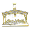 Dije Religioso 05.253.0014.1 Oro Laminado, Diseño de Cruz, con Blanca Cristal, Pulido, Tono Dorado