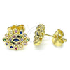 Arete Dormilona 02.156.0553.1 Oro Laminado, Diseño de Ojo Griego, con Multicolor Micro Pave, Pulido, Tono Dorado