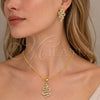 Juego de Arete y Dije de Adulto 10.156.0354 Oro Laminado, Diseño de Serpiente, con Micro Pave Blanca y Verde, Pulido, Tono Dorado