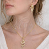 Juego de Arete y Dije de Adulto 10.156.0355 Oro Laminado, Diseño de Serpiente, con Micro Pave Blanca, Pulido, Tono Dorado