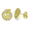 Arete Dormilona 02.156.0562 Oro Laminado, Diseño de Amor, con Blanca Micro Pave, Pulido, Tono Dorado