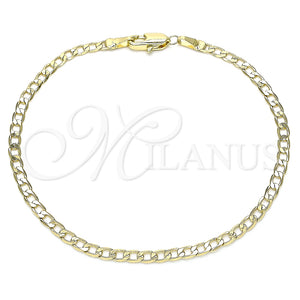 Pulsera Básica 04.213.0086.08 Oro Laminado, Diseño de Cubana, Pulido, Tono Dorado (03 MM Thickness, 8 Inches Length)