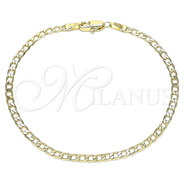 Pulsera Básica 04.213.0086.08 Oro Laminado, Diseño de Cubana, Pulido, Tono Dorado (03 MM Thickness, 8 Inches Length)