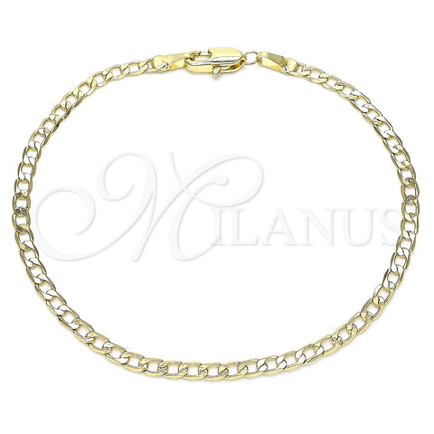 Pulsera Básica 04.213.0086.08 Oro Laminado, Diseño de Cubana, Pulido, Tono Dorado (03 MM Thickness, 8 Inches Length)